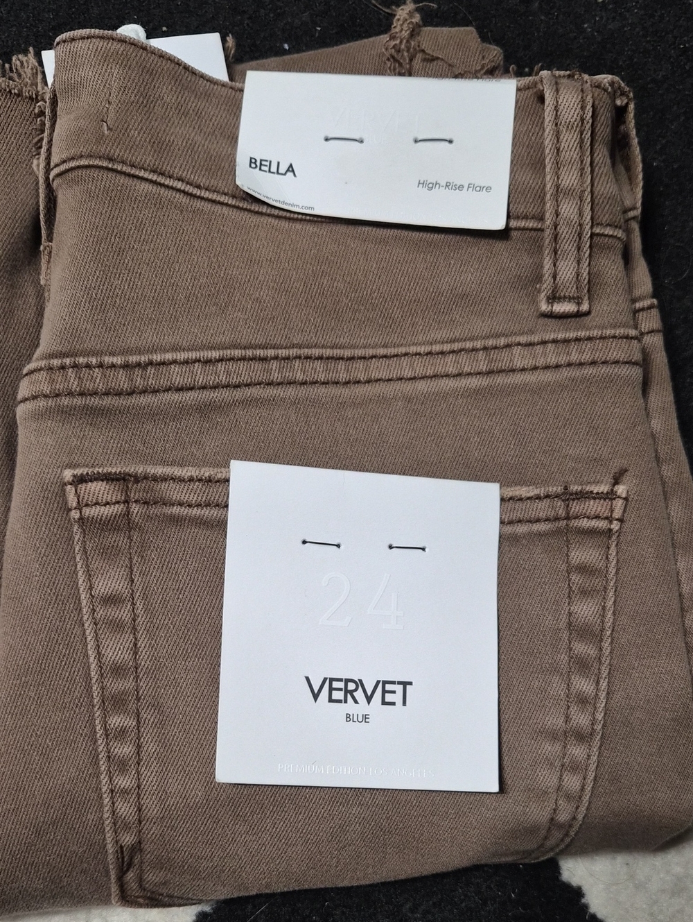 Vervet by Flying Monkey Bella High-Rise Flare Jeans — Taupe Brown